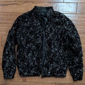 Vintage Sequined Rockability Black Sequin Jacket